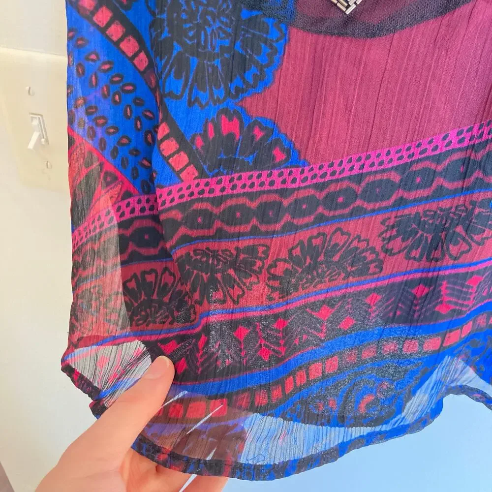 Y2K Charlotte Russe Womens L Beaded Paisley Tank Top Festival Hippie Going Out